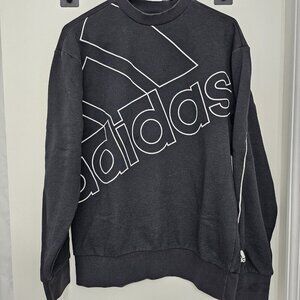 Adidas Giant Logo Sweatshirt Adult Size Small Black Pullover Crew Neck Athletic